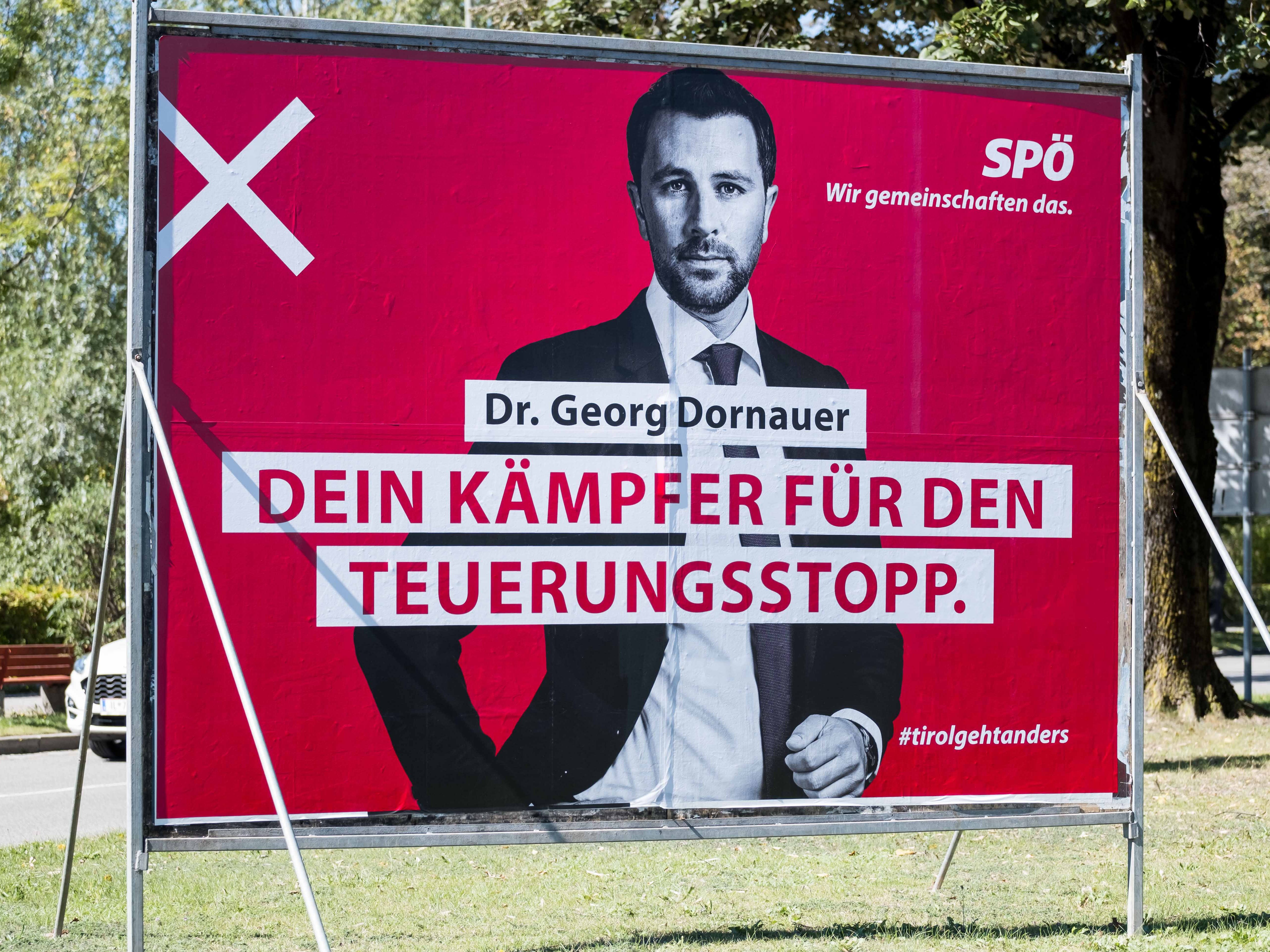 Die SPÖ plakatiert einen staatstragenden Dornauer in dritter Plakatwelle.