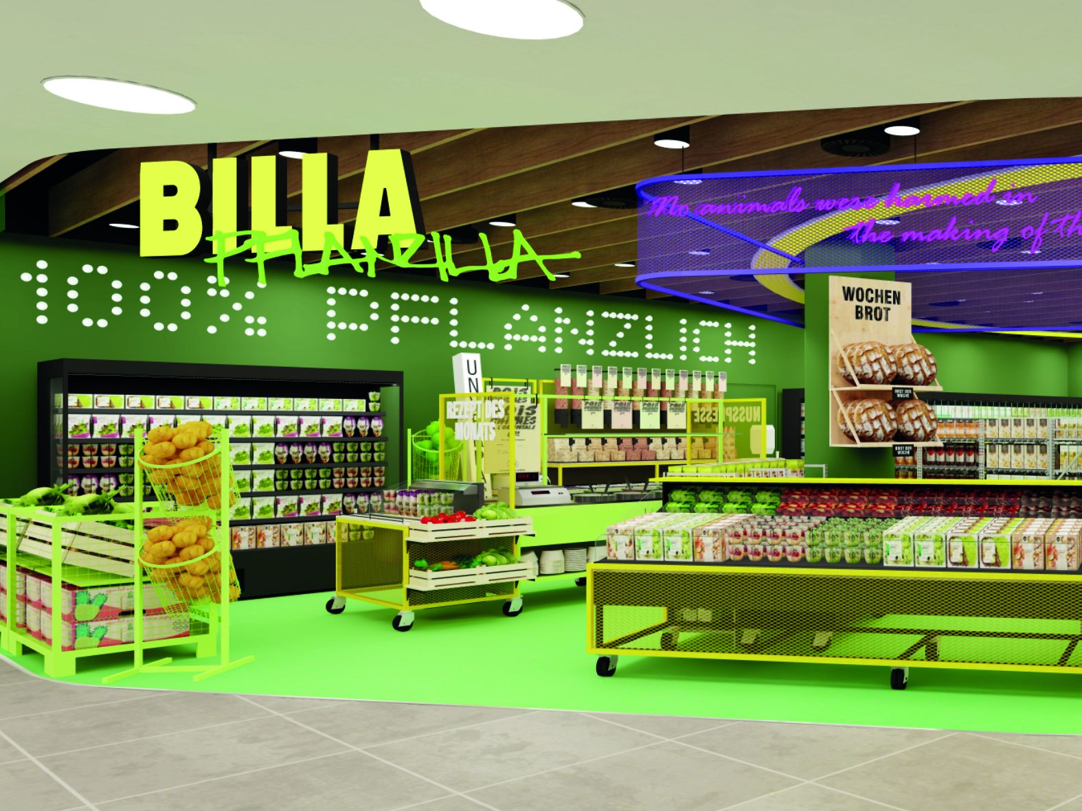 Billa eröffnet den veganen Shop "Pflanzilla" in Wien.