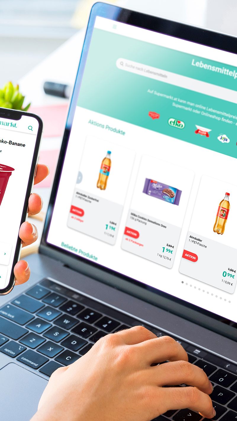 supermarkt.at bietet Preisvergleiche für Lebensmittel an.