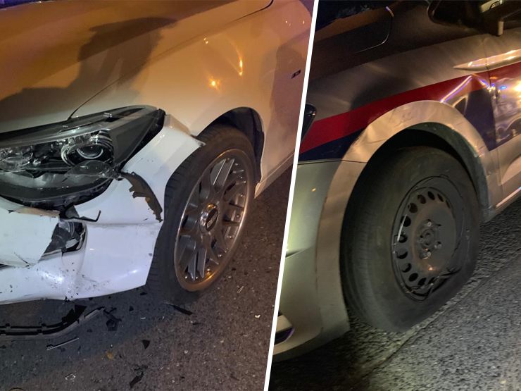 Bei der Verfolgungsjagd wurden mehrere Autos beschädigt. Bei der Verfolgungsjagd wurden mehrere Autos beschädigt.