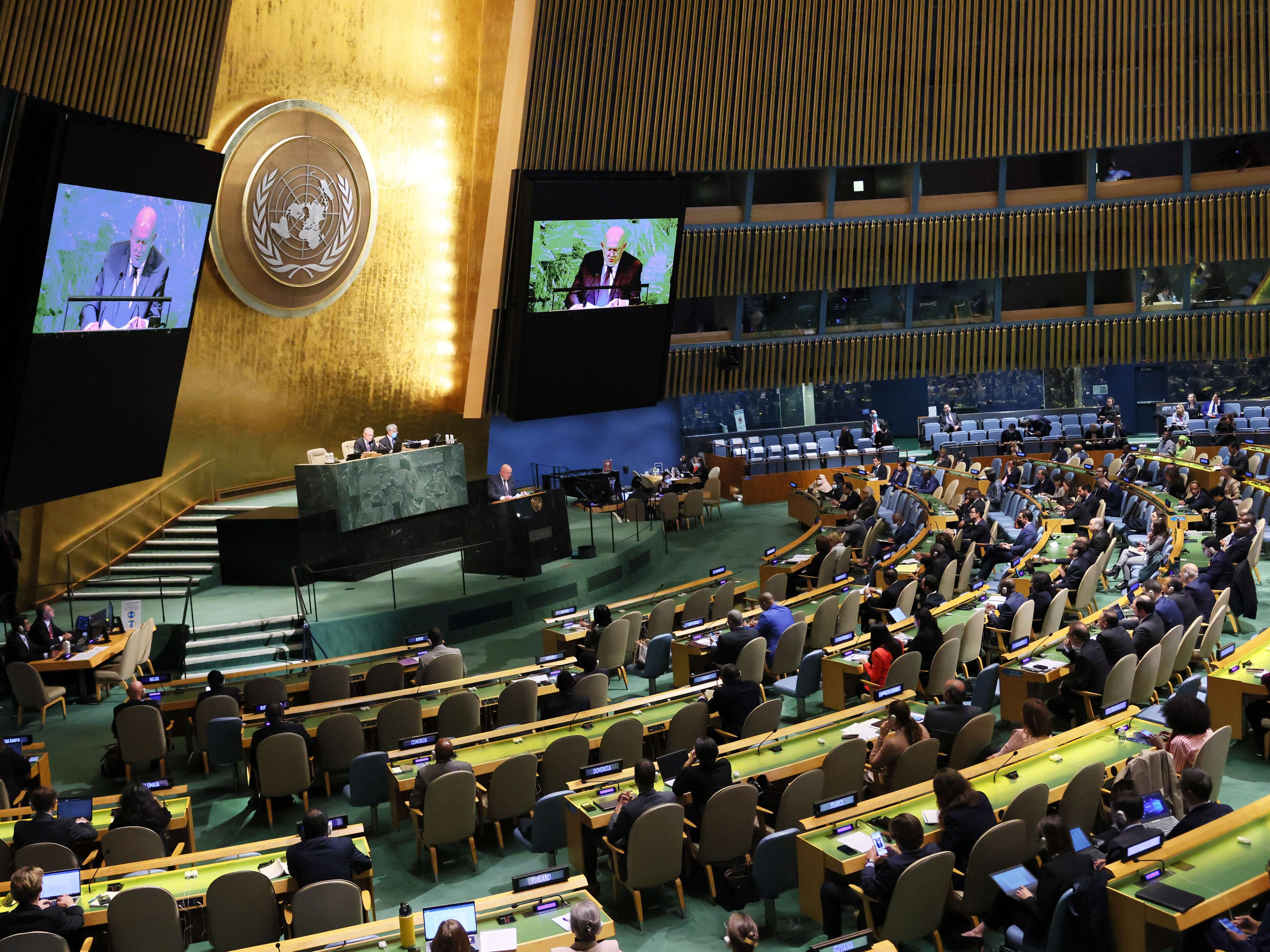 Die UN-Vollversammlung soll in der Nacht auf Donnerstag über die UNO-Resolution abstimmen. Die UN-Vollversammlung soll in der Nacht auf Donnerstag über die UNO-Resolution abstimmen.
