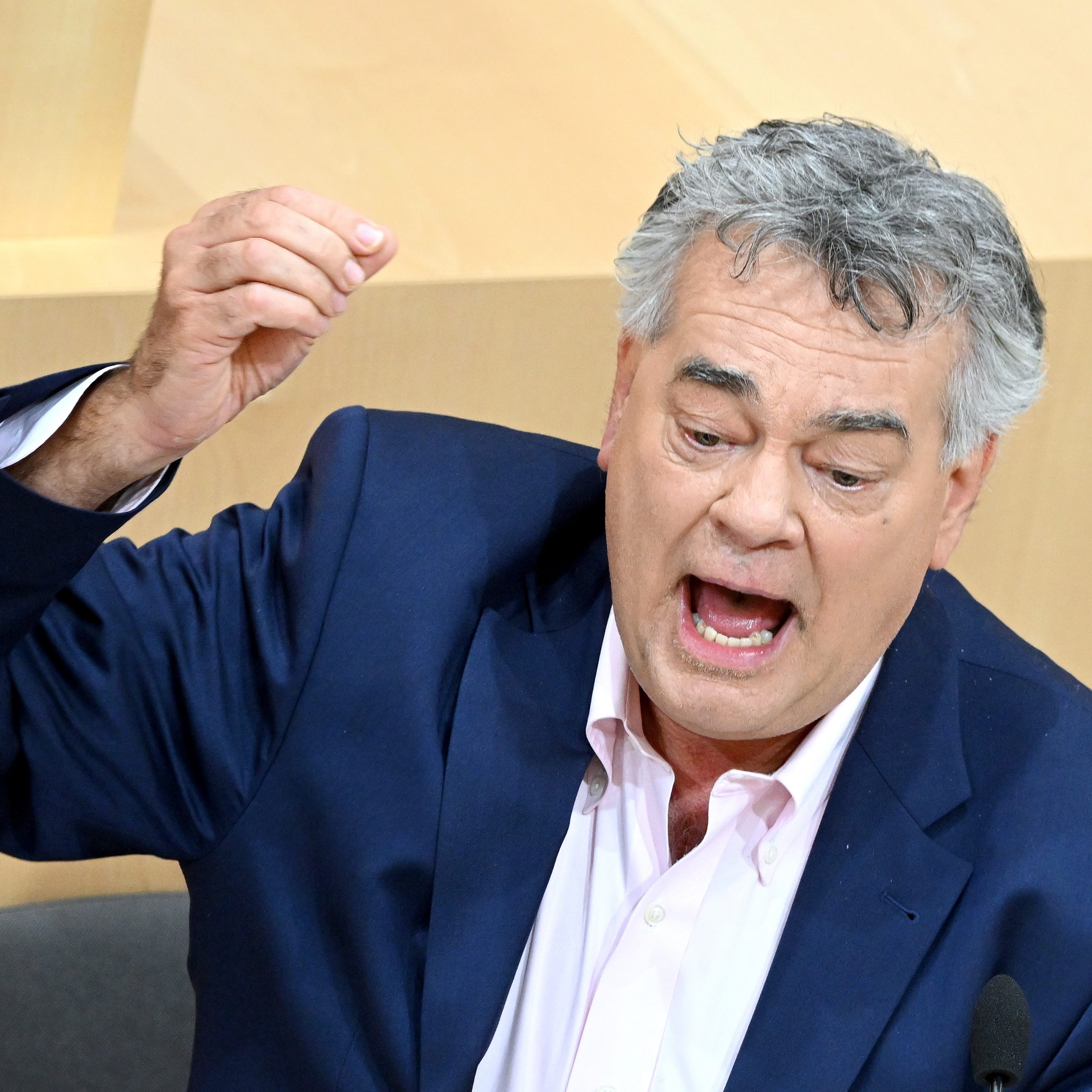 Vizekanzler Werner Kogler (Grüne) verurteilte den "bestialischen Angriffskrieg" Russlands gegen die Ukraine im Nationalrat.