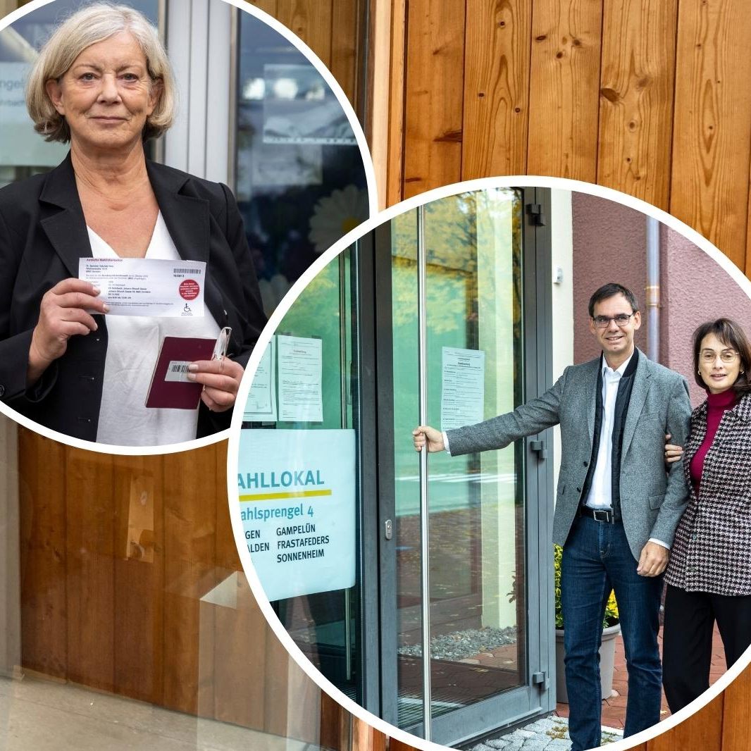 Wahltag auch in Vorarlberg: LH Markus Wallner mit Ehefrau Sonja und SPÖ-Chefin Gabi Sprickler-Falschlunger vor ihren Wahllokalen.