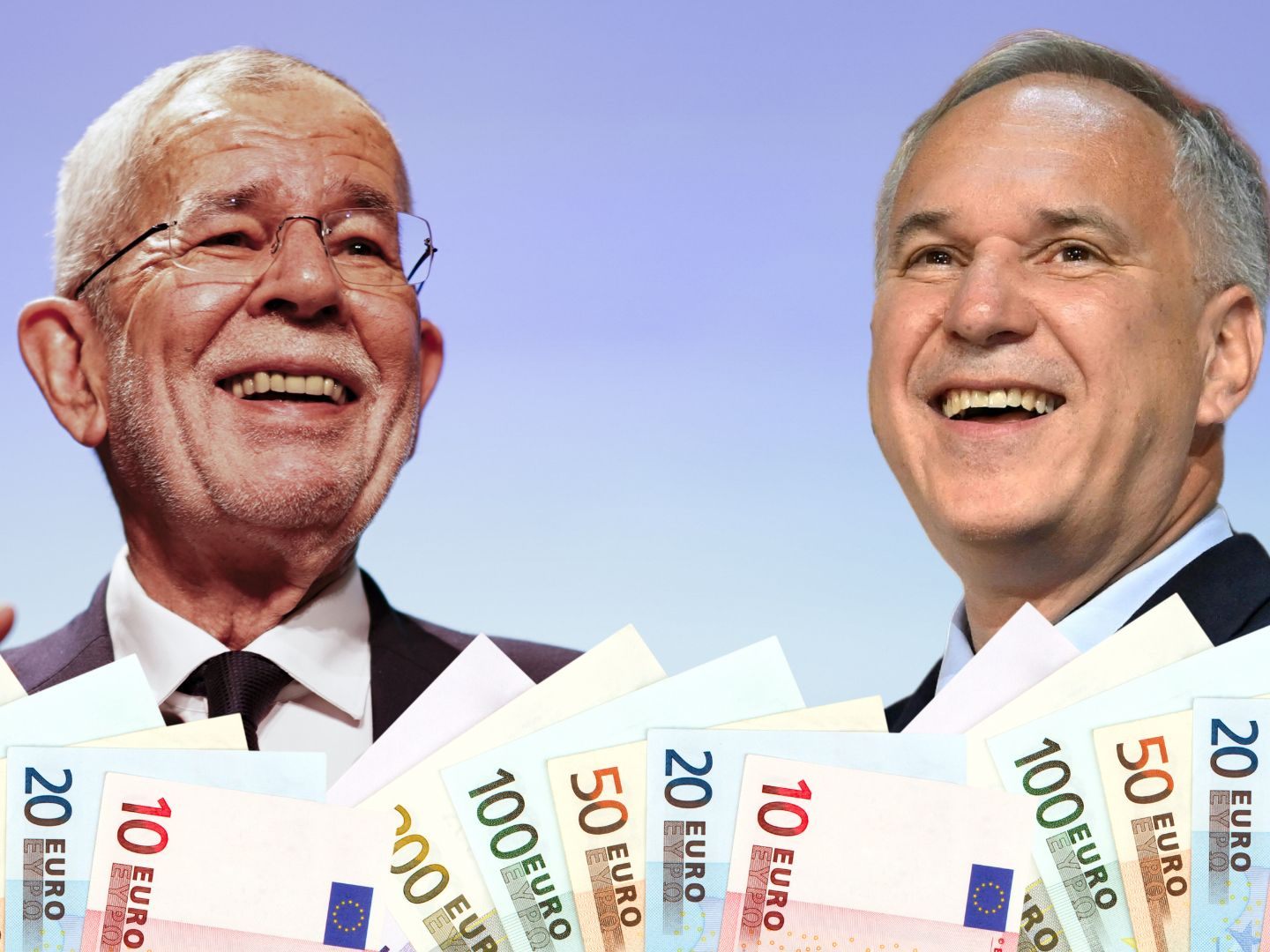 Van der Bellen und Rosenkranz freuen sich über Millionenbeträge. Van der Bellen und Rosenkranz freuen sich über Millionenbeträge.