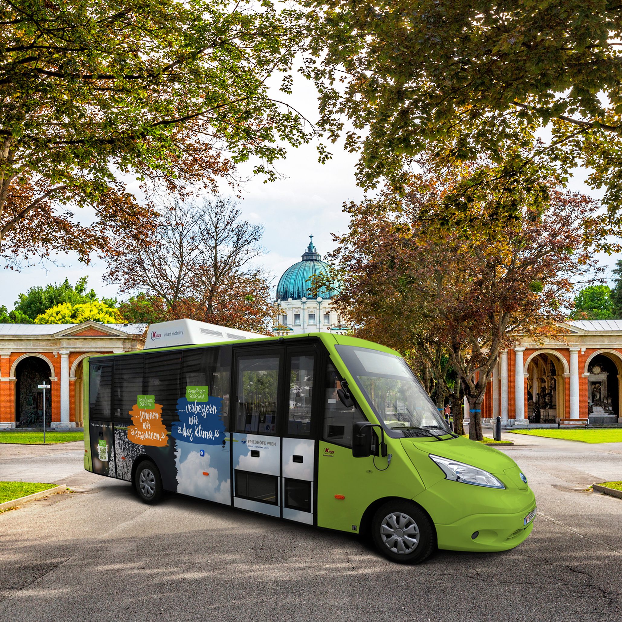 Mit dem neuen E-Bus für Besucher bauen die Friedhöfe Wien ihre Umwelt-Initiative weiter aus.