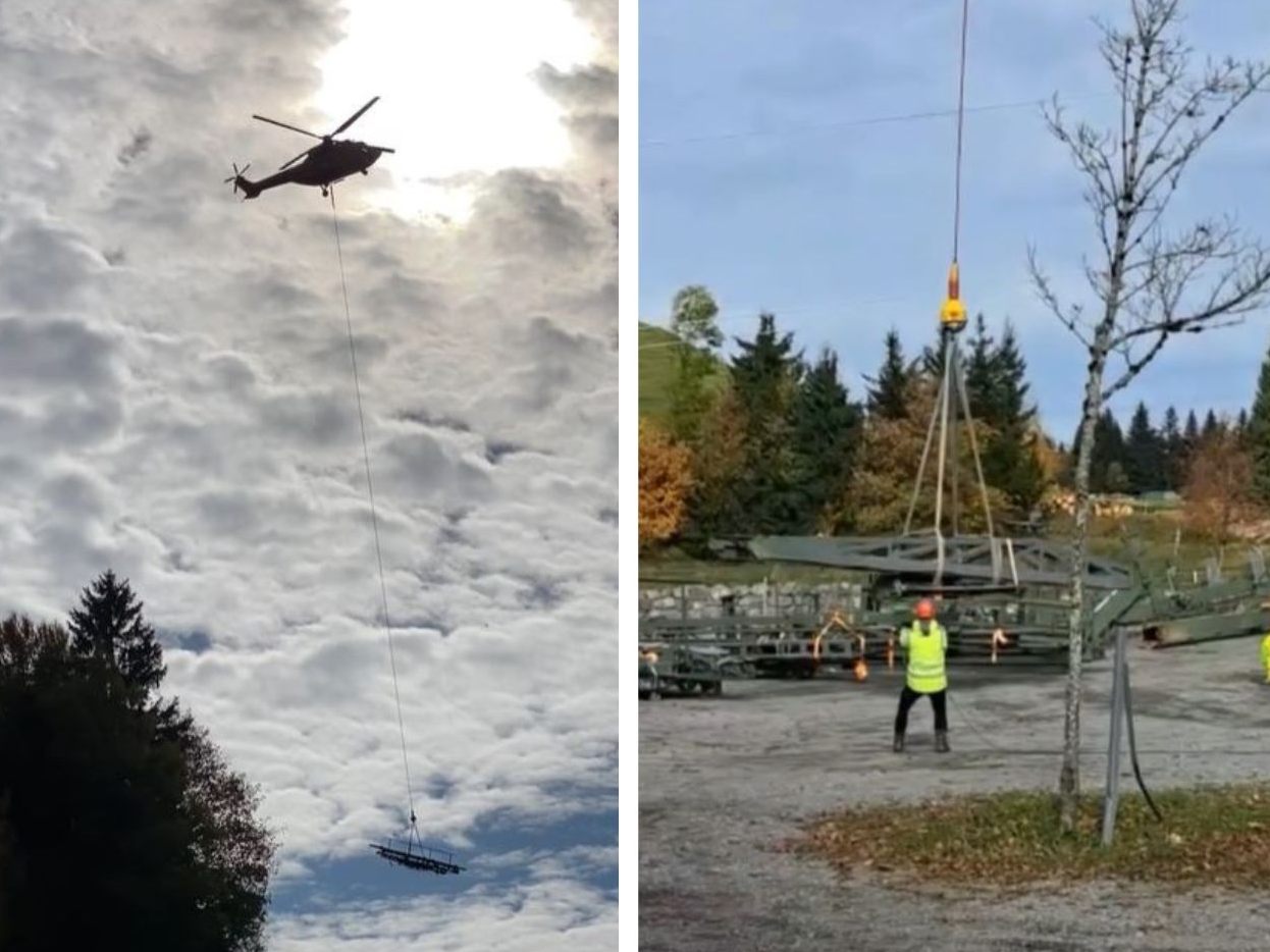 Transporthubschrauber "Super Puma" holte die Liftstützen vom Pfänder. Transporthubschrauber "Super Puma" holte die Liftstützen vom Pfänder.
