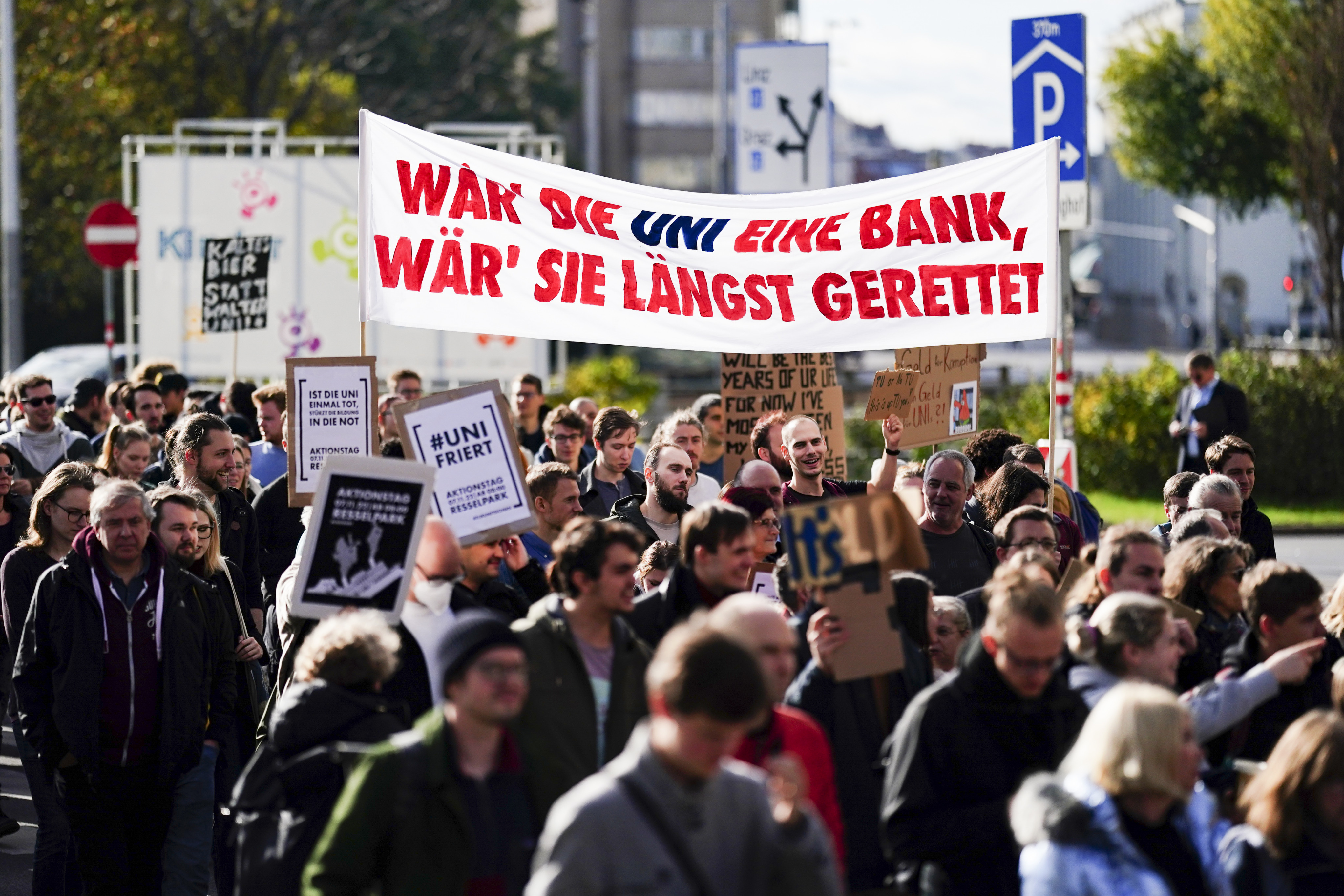 "Uni friert" Streik der Studierenden in Wien am Montag, 7. November 2022. 