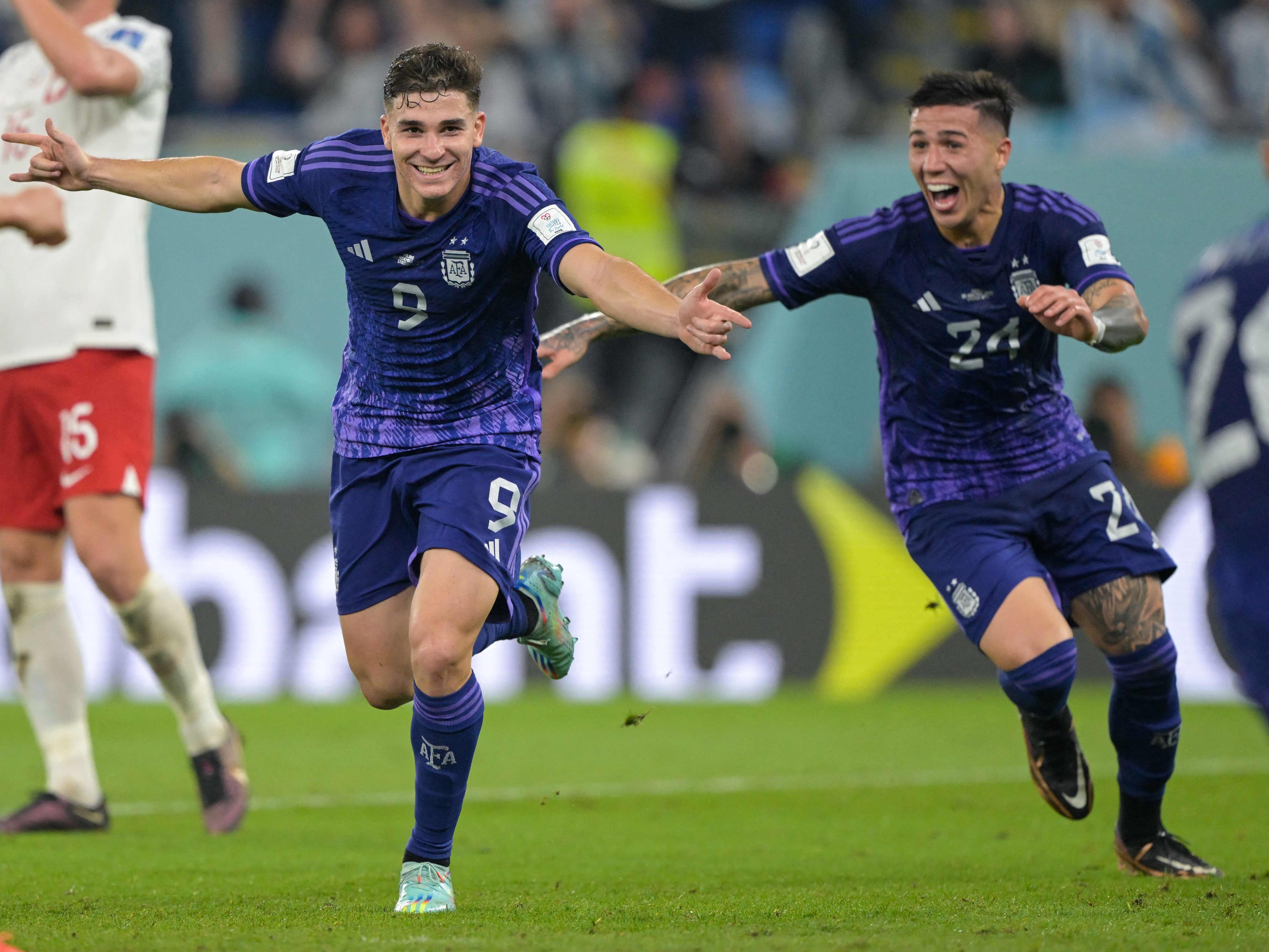 Julian Alvarez erzielte heute das wichtige 2:0 für Argentinien. Julian Alvarez erzielte heute das wichtige 2:0 für Argentinien.