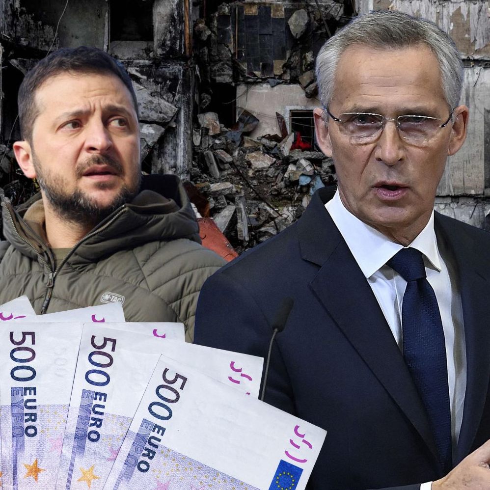 Wolodimir Selenskyj, Jens Stoltenberg, Wladimir Putin.