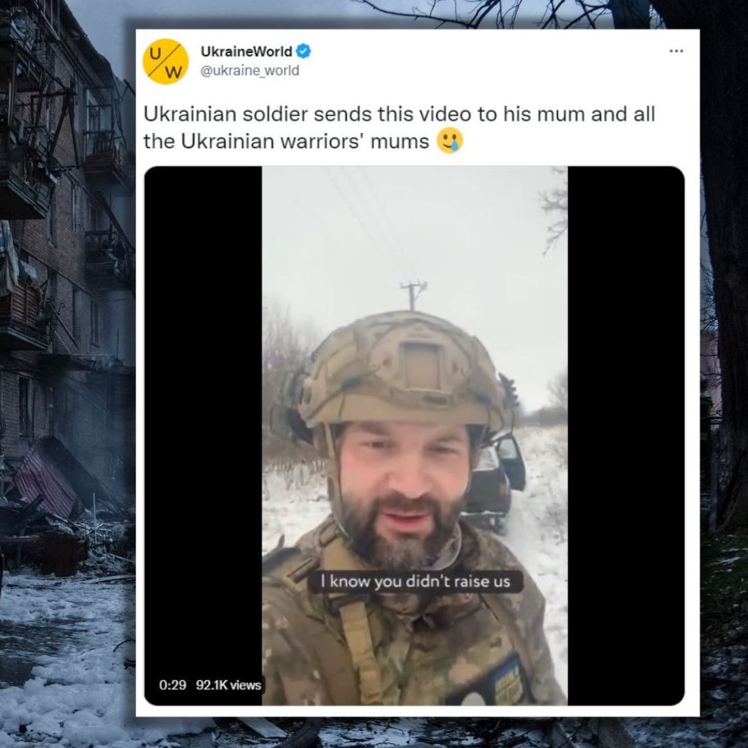 Soldat mit herzzerreißender Botschaft.