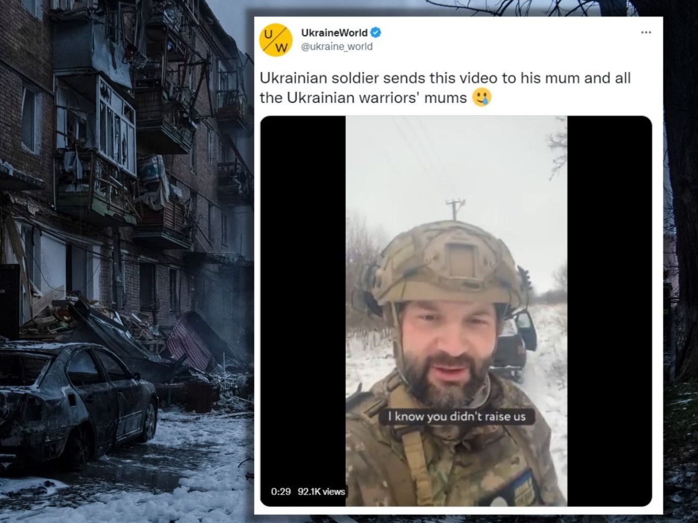 Soldat mit herzzerreißender Botschaft.