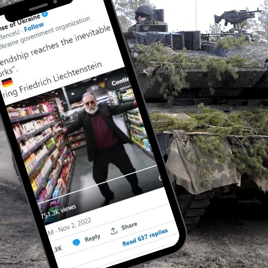 Die Ukraine bittet mit Scherz-Video via Twitter um deutsche Leopard-Panzer.