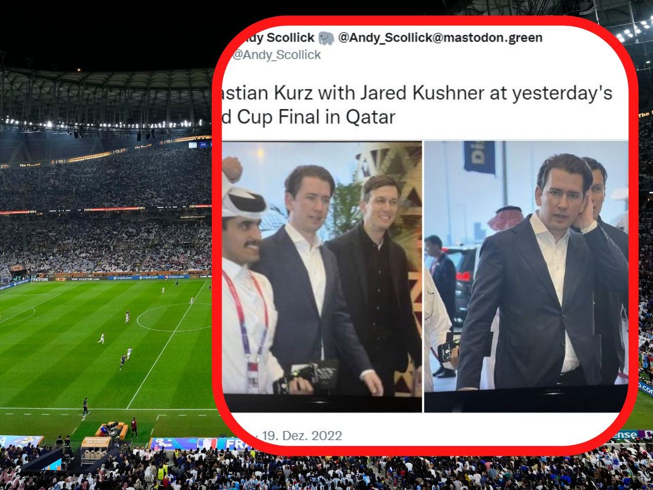 Sebastian Kurz schaute sich das WM-Finale vor Ort in Katar an. Sebastian Kurz schaute sich das WM-Finale vor Ort in Katar an.