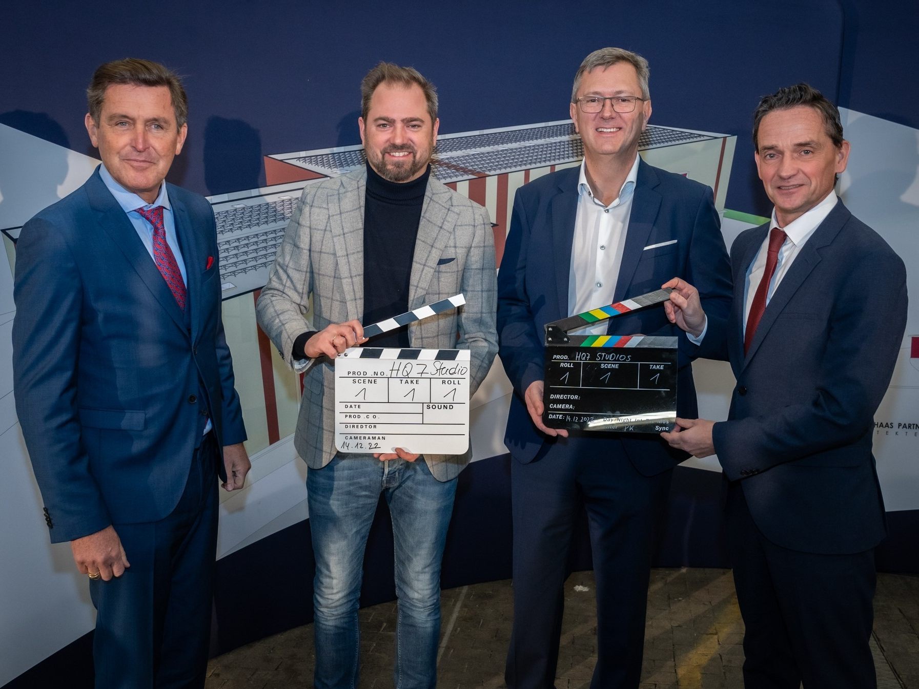 Die 3.300 Quadratmetern großen Filmproduktionshallen sollen ab Frühjahr 2023 beim Hafen Wien errichtet werden. Die 3.300 Quadratmetern großen Filmproduktionshallen sollen ab Frühjahr 2023 beim Hafen Wien errichtet werden.