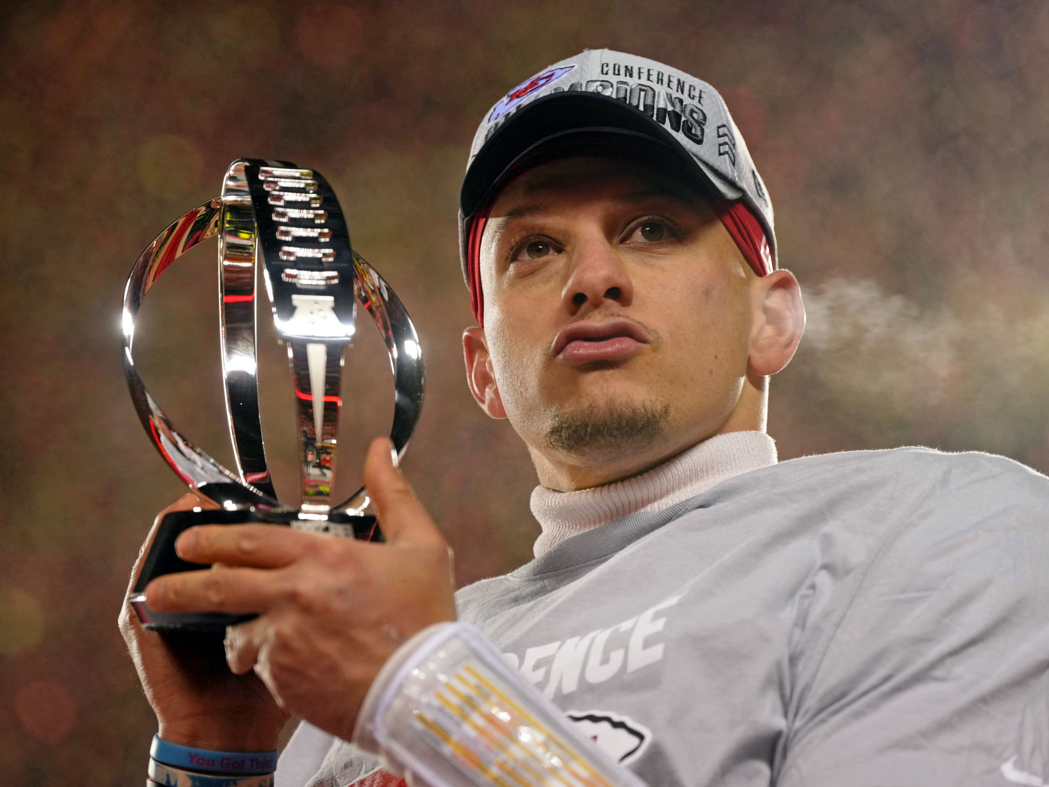 Zurecht stolz auf seine Leistung: Patrick Mahomes. Zurecht stolz auf seine Leistung: Patrick Mahomes.