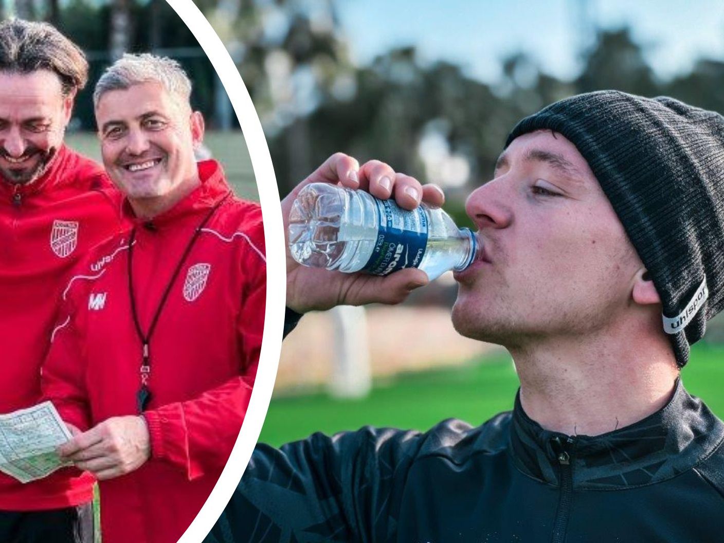 Noch einen kräftigen Schluck Wasser für Fabian Gmeiner, bevor es in den ersten Test gegen Roter Stern Belgrad geht.