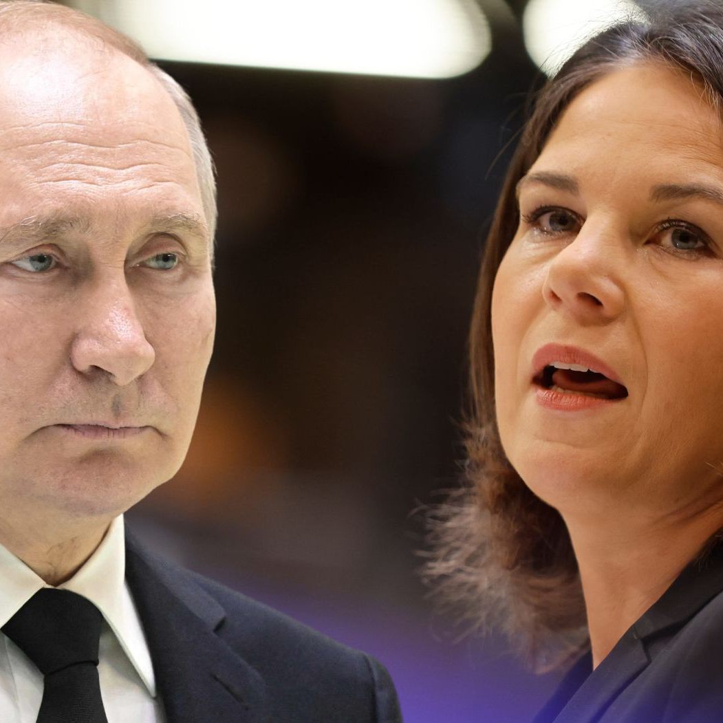 Wladimir Putin, Annalena Baerbock (Fotomontage).