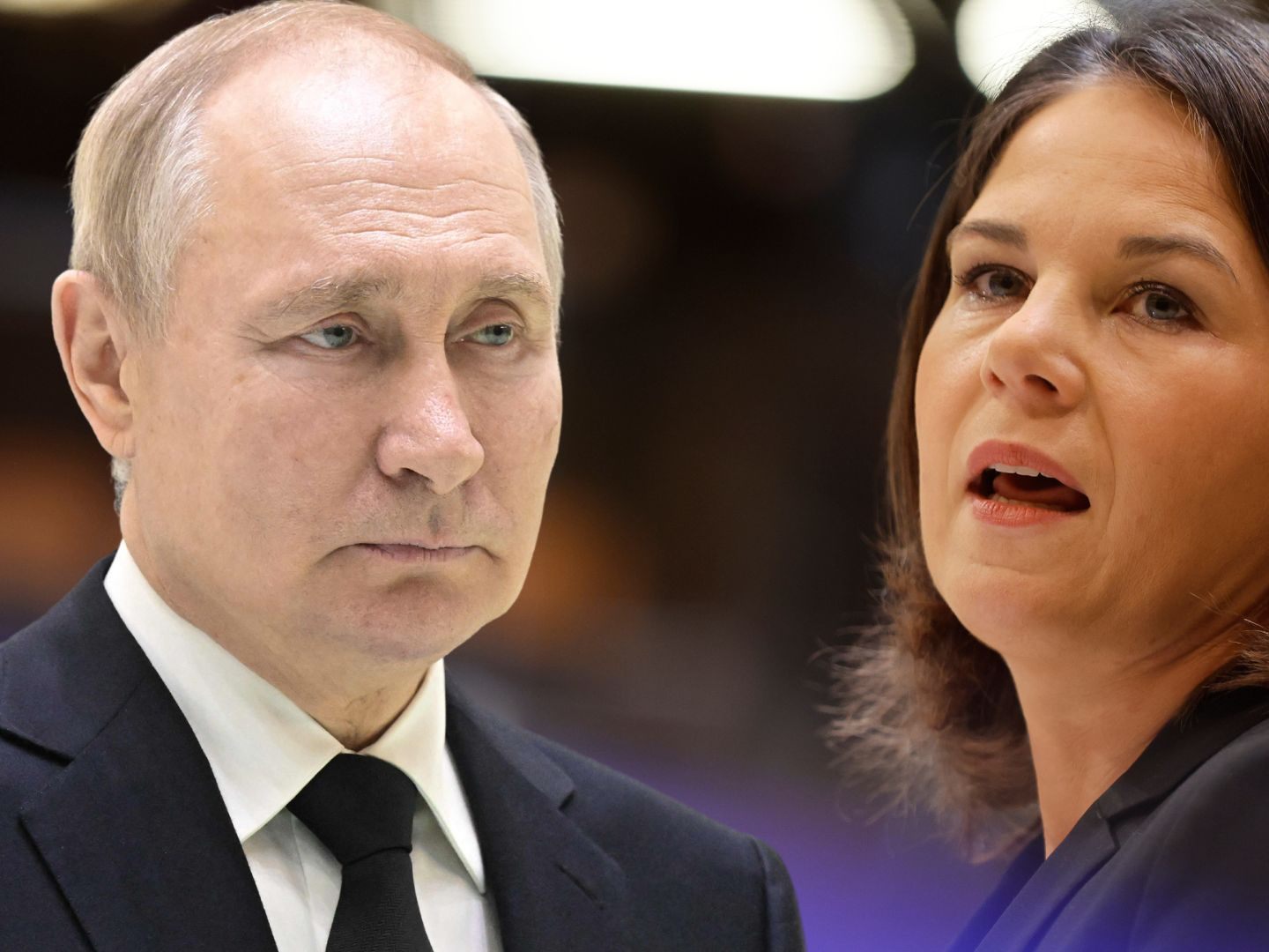Wladimir Putin, Annalena Baerbock (Fotomontage).