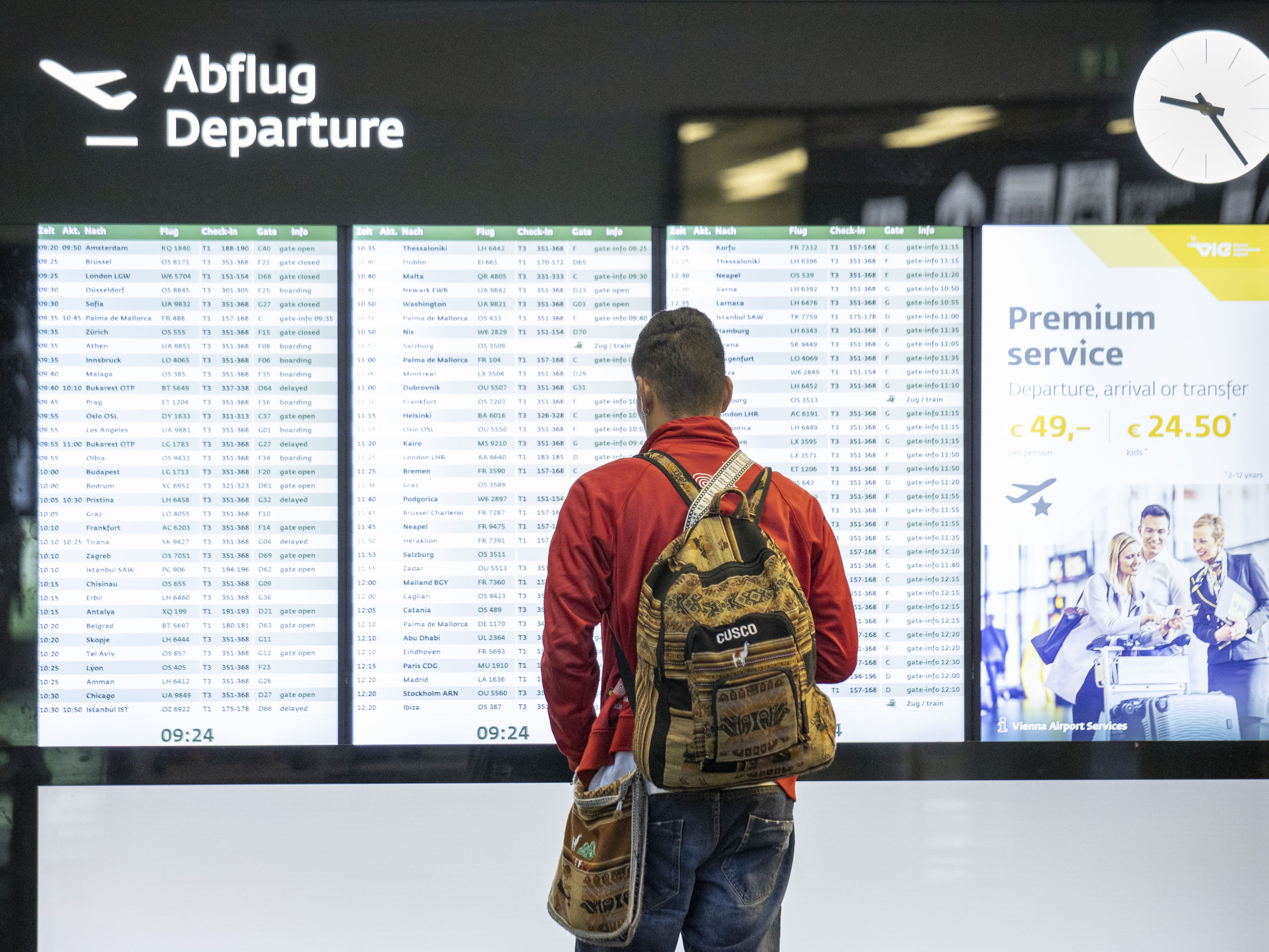 Auch am Wiener Flughafen entfallen, wegen der Warnstreiks in Deutschland, mehrere Flüge.