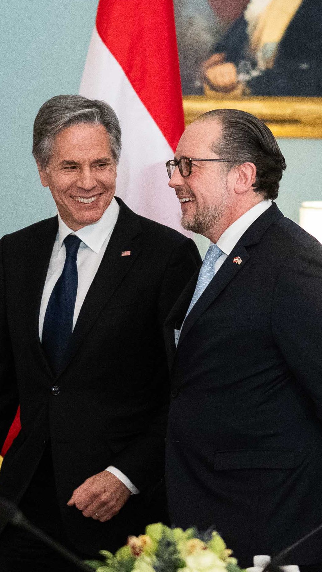 Anthony Blinken (l.), Alexander Schallenberg.
