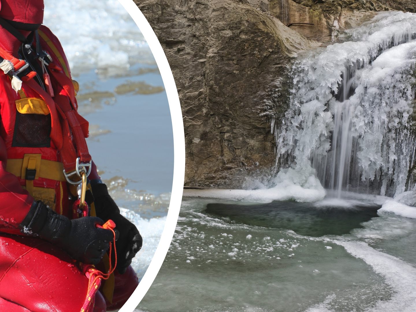 (Symbolbild) - Mann stürzt in vereistes Gewässer ein.