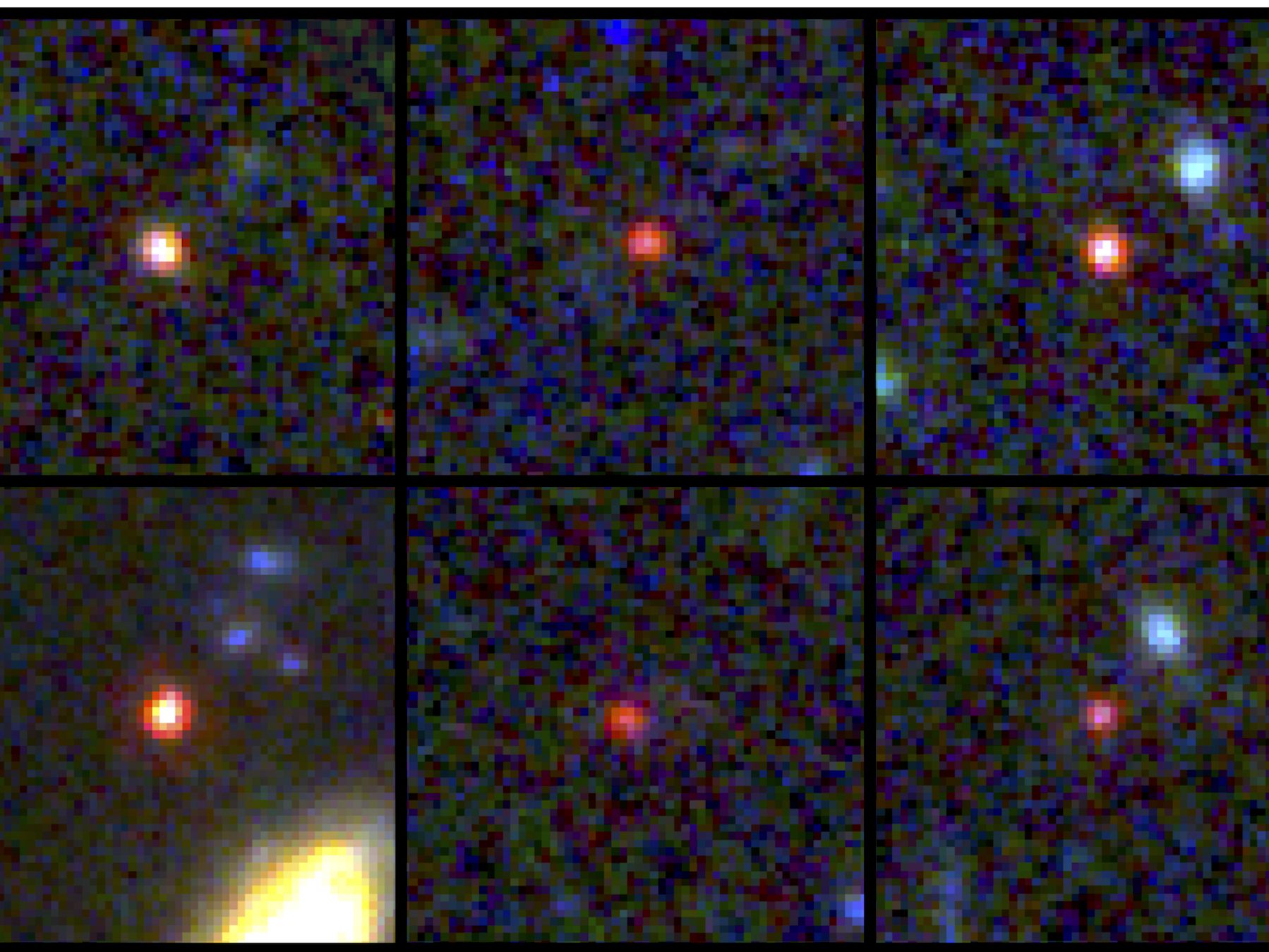 Das James-Webb-Teleskop hat sechs Riesengalaxien entdeckt. Das James-Webb-Teleskop hat sechs Riesengalaxien entdeckt.