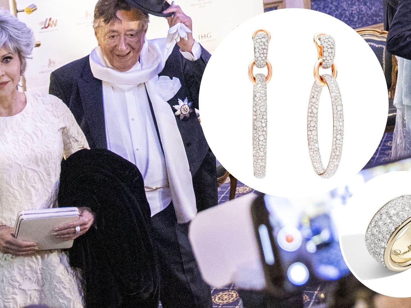 Jane Fonda wird für den Wiener Opernball mit einem Schmuck-Set von der Mailänder Schmuckmaison Pomellato ausgestattet. Jane Fonda wird für den Wiener Opernball mit einem Schmuck-Set von der Mailänder Schmuckmaison Pomellato ausgestattet.
