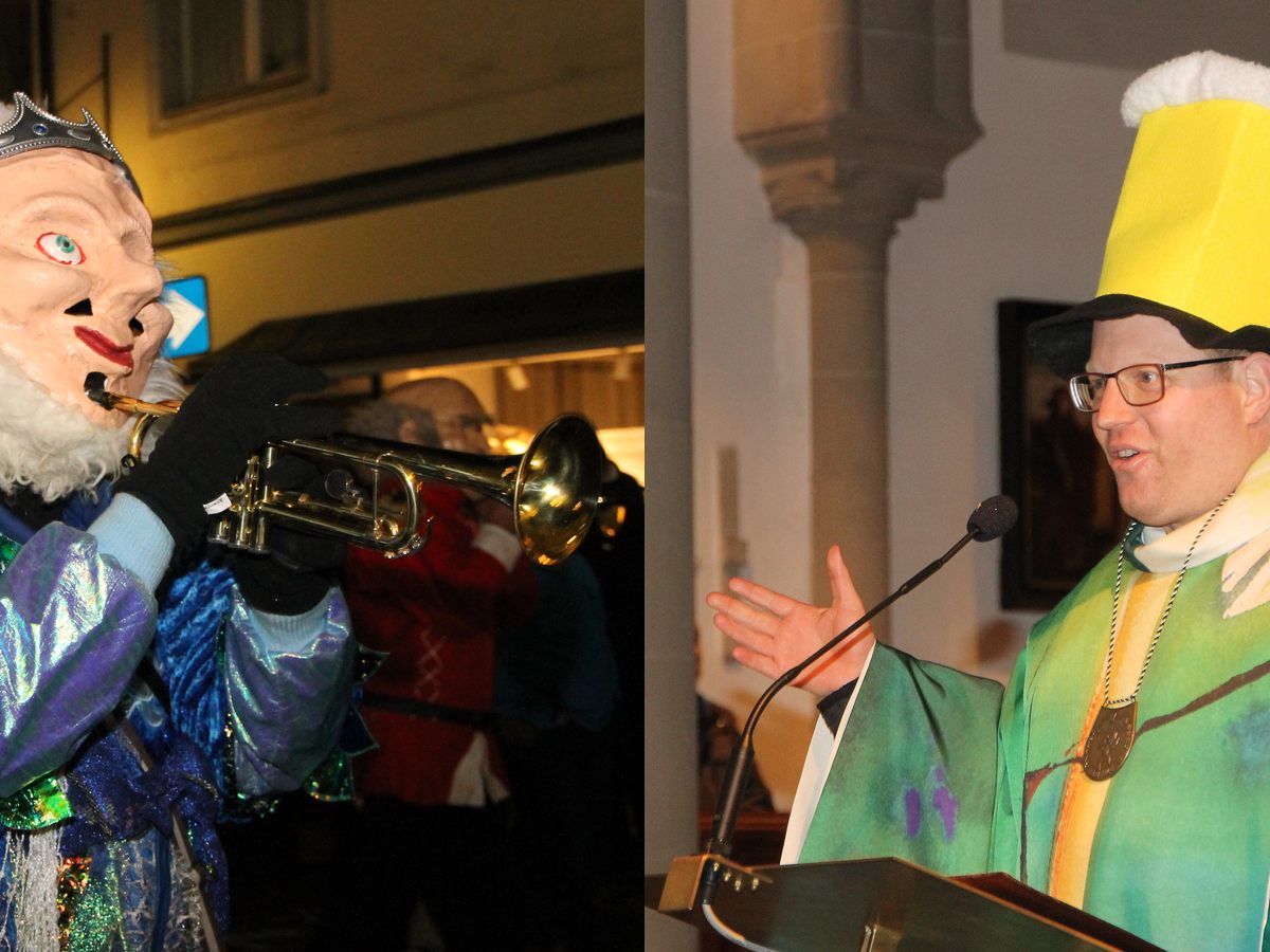 Guggamusik-Umzug  und Narrenmesse leiteten das Wochenende ein.