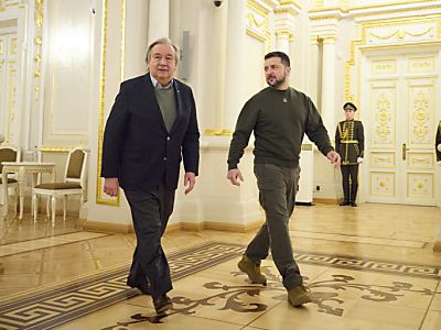 Guterres und Selenskyj im Kiewer Präsidentenpalast
