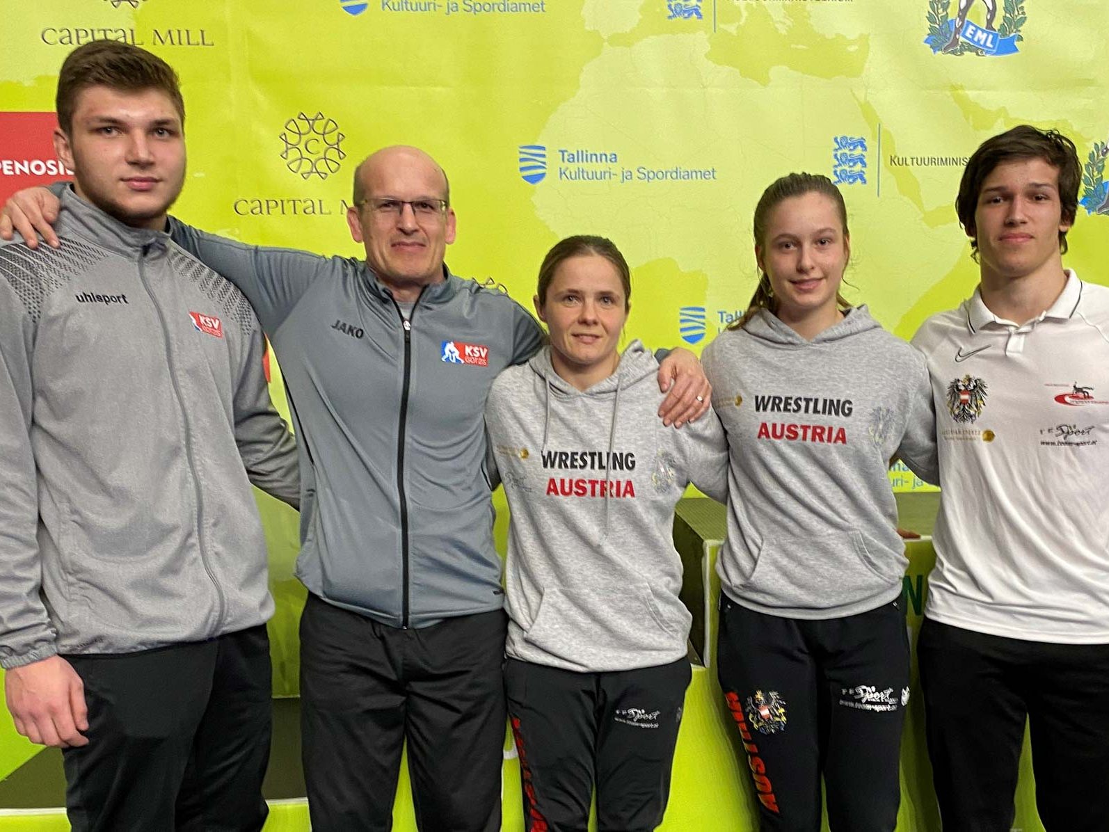 Heorhii Borolis, Trainer Michael Häusle und Oleksandra Kogut, Elena Gassner und Linus Häusle Heorhii Borolis, Trainer Michael Häusle und Oleksandra Kogut, Elena Gassner und Linus Häusle