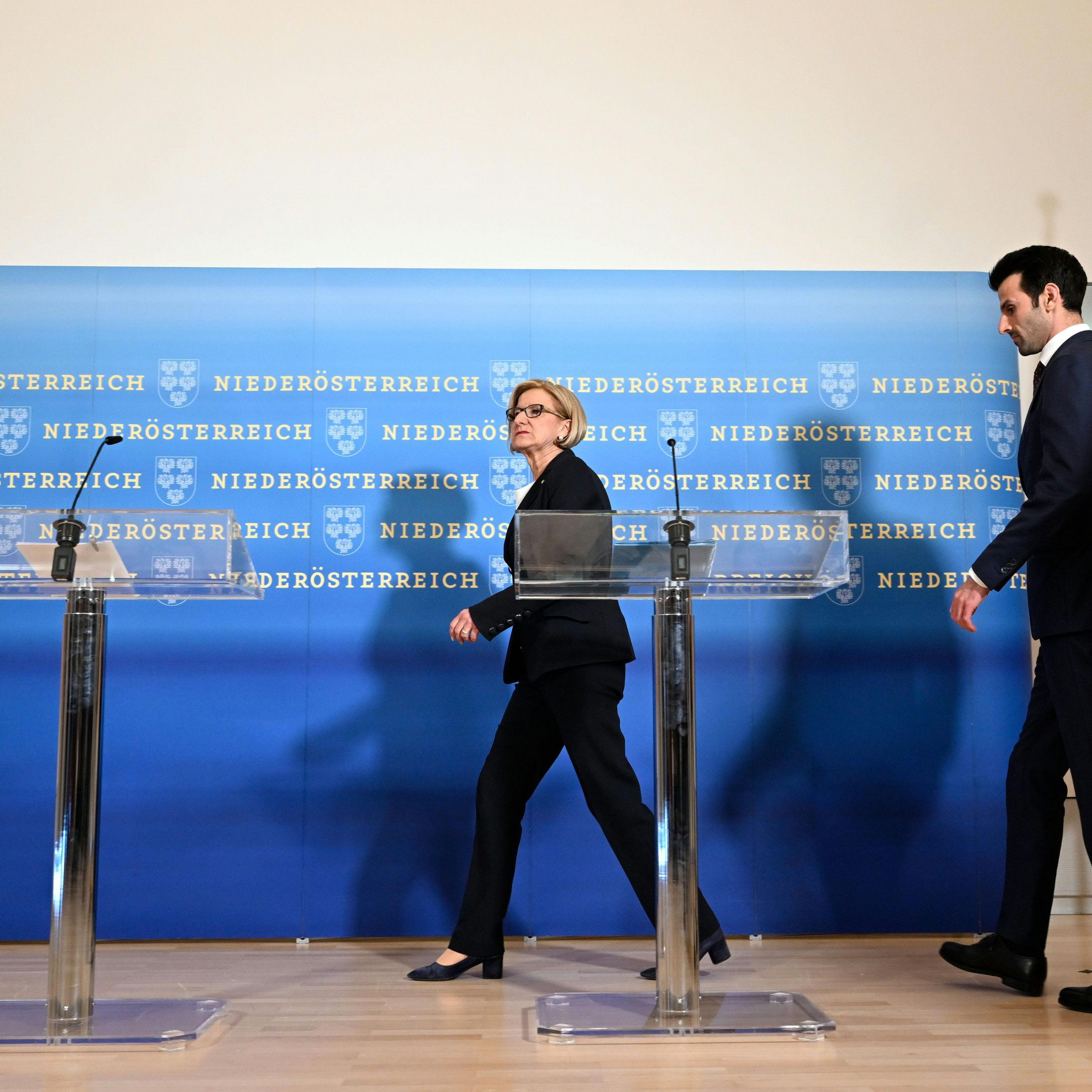 Landeshauptfrau Mikl-Leitner und FPÖ-NÖ-Chef Landbauer am Freitag.