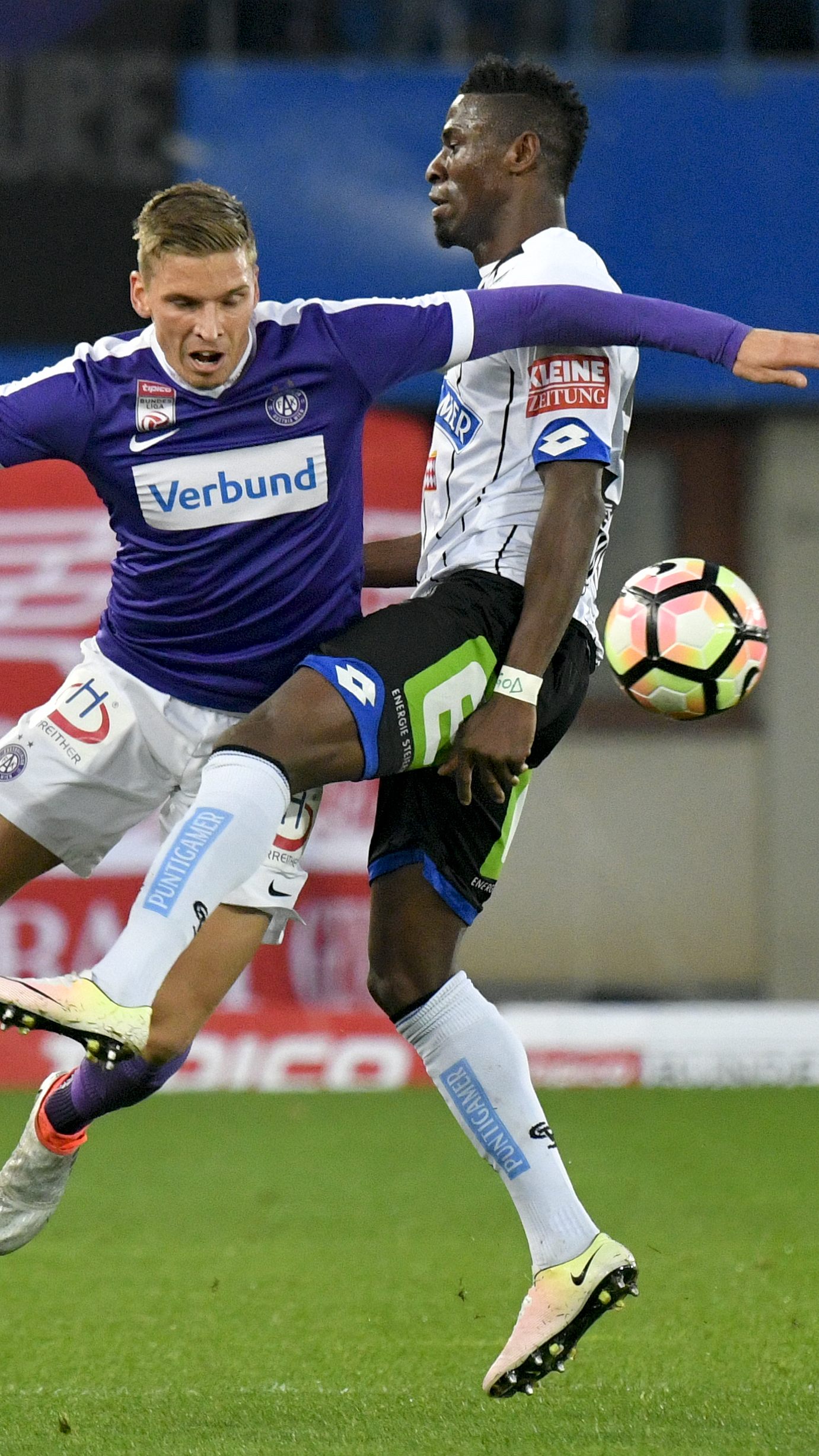 Die Wiener Austria zog gegen Sturm Graz den Kürzeren.