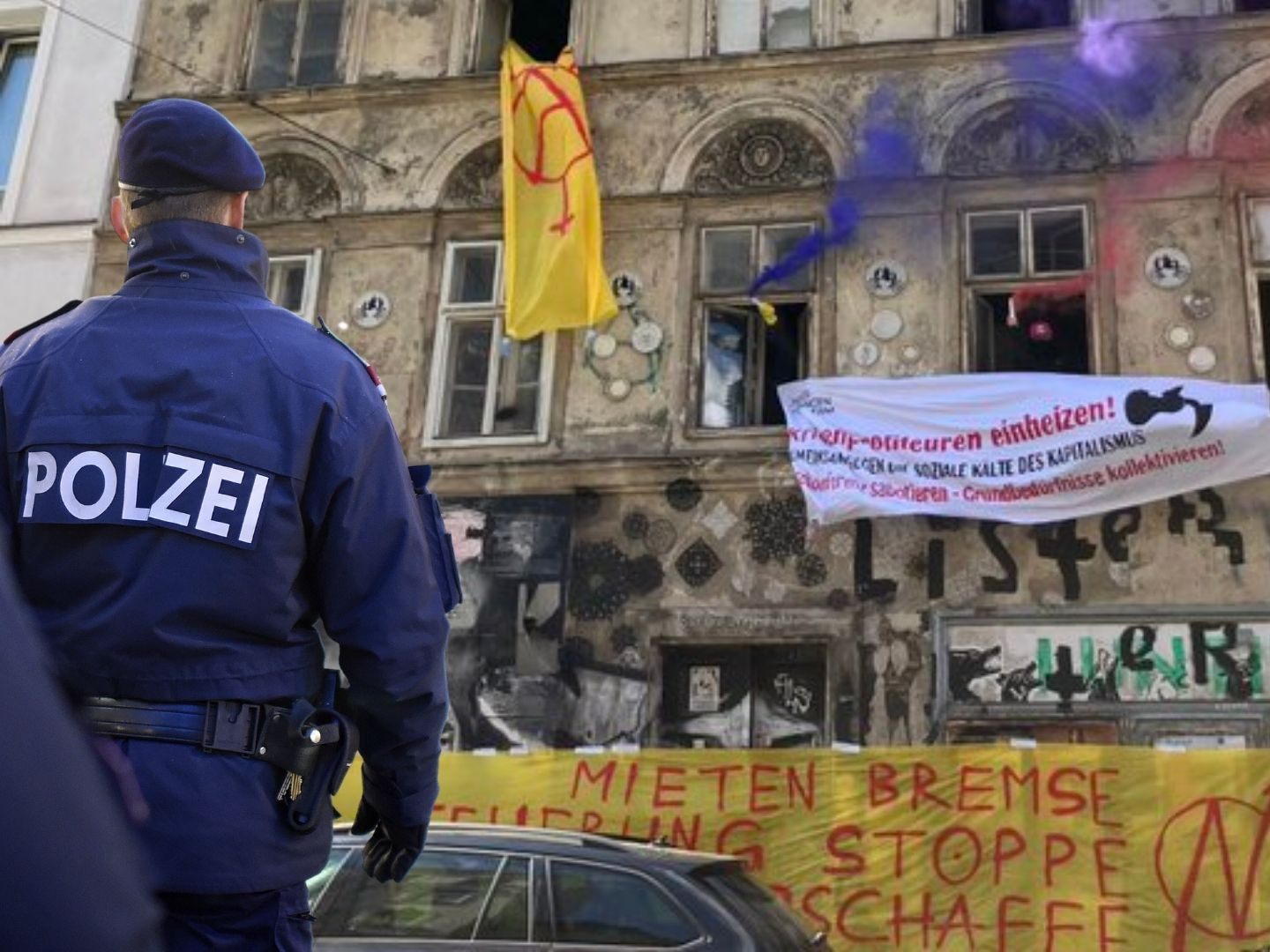Ein Biedermeierhaus in der Breite Gasse wurde von Aktivisten besetzt. Ein Biedermeierhaus in der Breite Gasse wurde von Aktivisten besetzt.