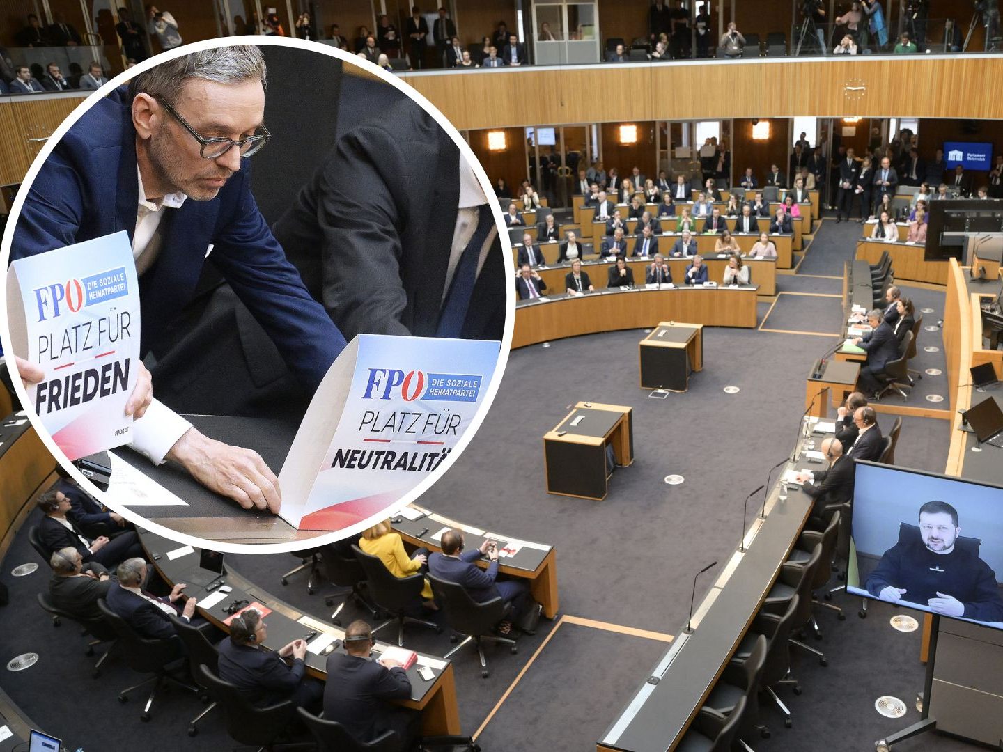 Die FPÖ protestierte gegen die Rede von Selenskyj im Parlament und verließ den Saal. Die FPÖ protestierte gegen die Rede von Selenskyj im Parlament und verließ den Saal.