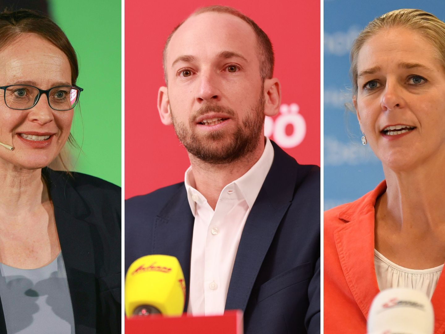 Martina Berthold (Grüne), David Egger (SPÖ) und Andrea Klambauer (NEOS) treten bei der Salzburg-Wahl zum ersten Mal als Spitzenkandidaten an. Martina Berthold (Grüne), David Egger (SPÖ) und Andrea Klambauer (NEOS) treten bei der Salzburg-Wahl zum ersten Mal als Spitzenkandidaten an.
