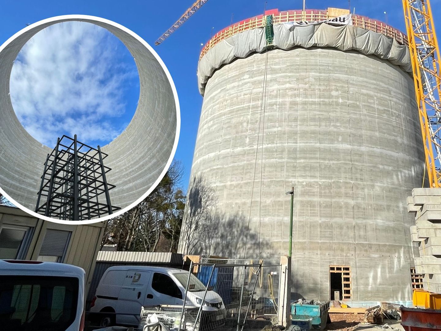 Im Wiener Prater entsteht derzeit ein 33 Meter hoher Stahlbeton-Rundbau. Im Wiener Prater entsteht derzeit ein 33 Meter hoher Stahlbeton-Rundbau.
