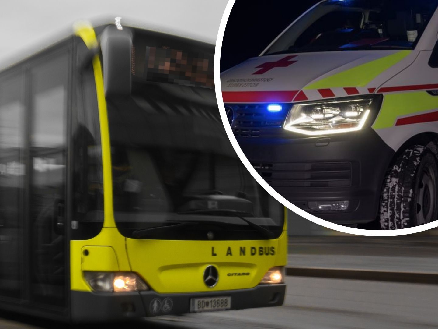 Sowohl der Bus als auch das Rettungsfahrzeug wurden erheblich beschädigt. Verletzt wurde niemand.