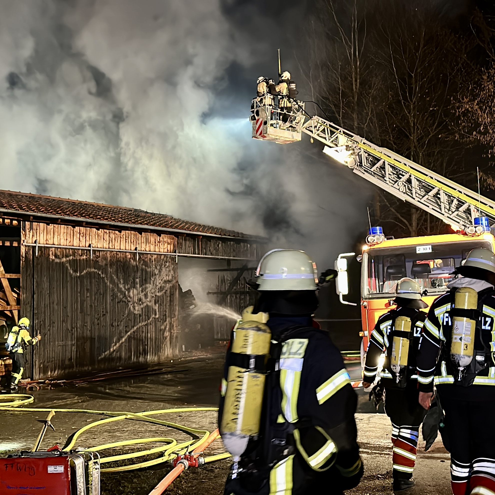 Brand einer Lagerhalle in Wasserburg.