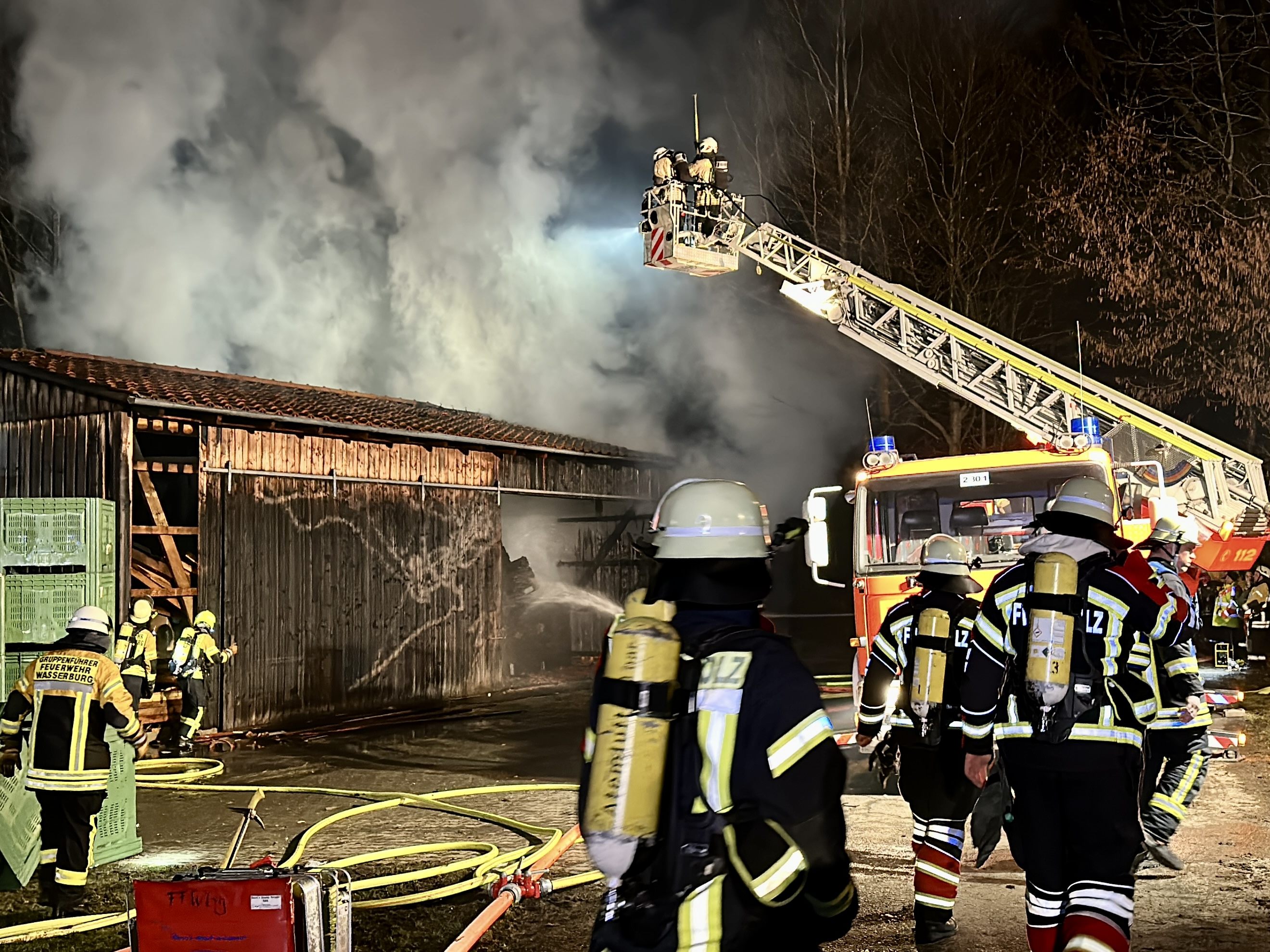 Brand einer Lagerhalle in Wasserburg.