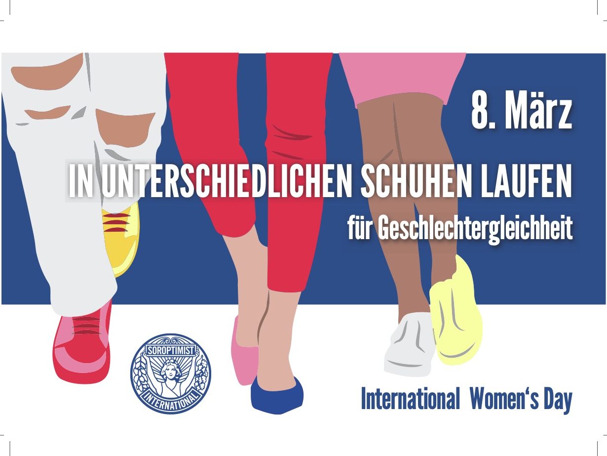 In unterschiedlichen Schuhen laufen - Aktion am Internationalen Frauentag 2023