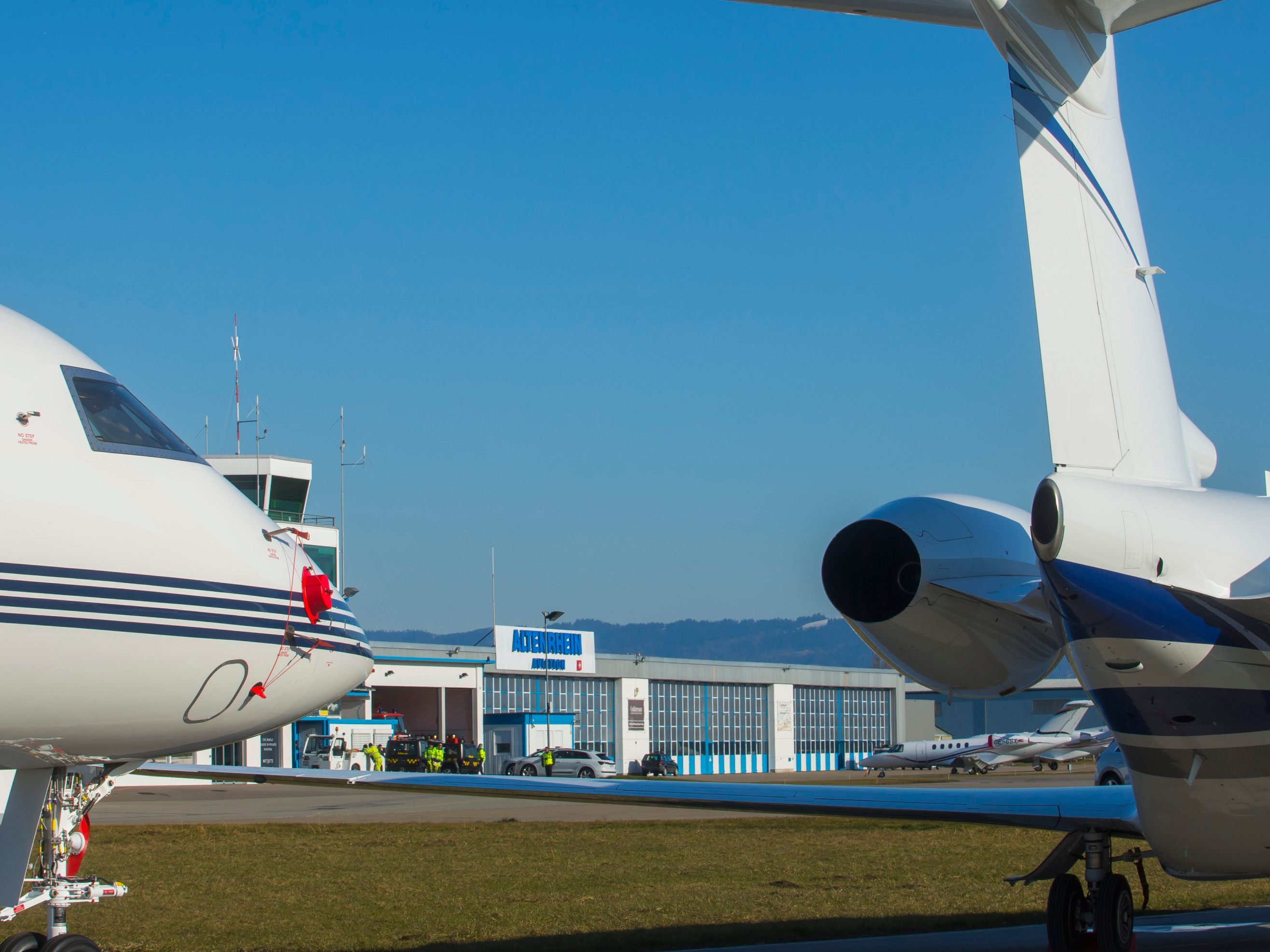 Hohes Privatjet-Verkehrsaufkommen vor dem WEF in Davos am Flughafen Altenrhein. Hohes Privatjet-Verkehrsaufkommen vor dem WEF in Davos am Flughafen Altenrhein.