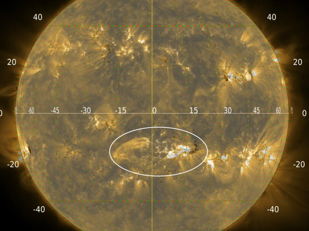 Am Freitag, 21. April 2023, ereignete sich einen Sonneneruption (im Kreis markierter Bereich), deren Sonnensturm am Abend des Sonntags auf die Erde traf, schreibt Geosphere Austria in einer Aussendung. Am Freitag, 21. April 2023, ereignete sich einen Sonneneruption (im Kreis markierter Bereich), deren Sonnensturm am Abend des Sonntags auf die Erde traf, schreibt Geosphere Austria in einer Aussendung.