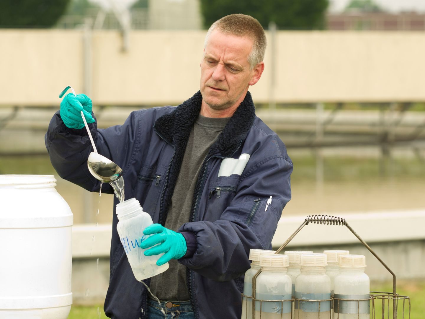 Bevor das Abwasser die Kläranlage durchläuft, werden durch das "CSI Abwasser"-Team Proben genommen.