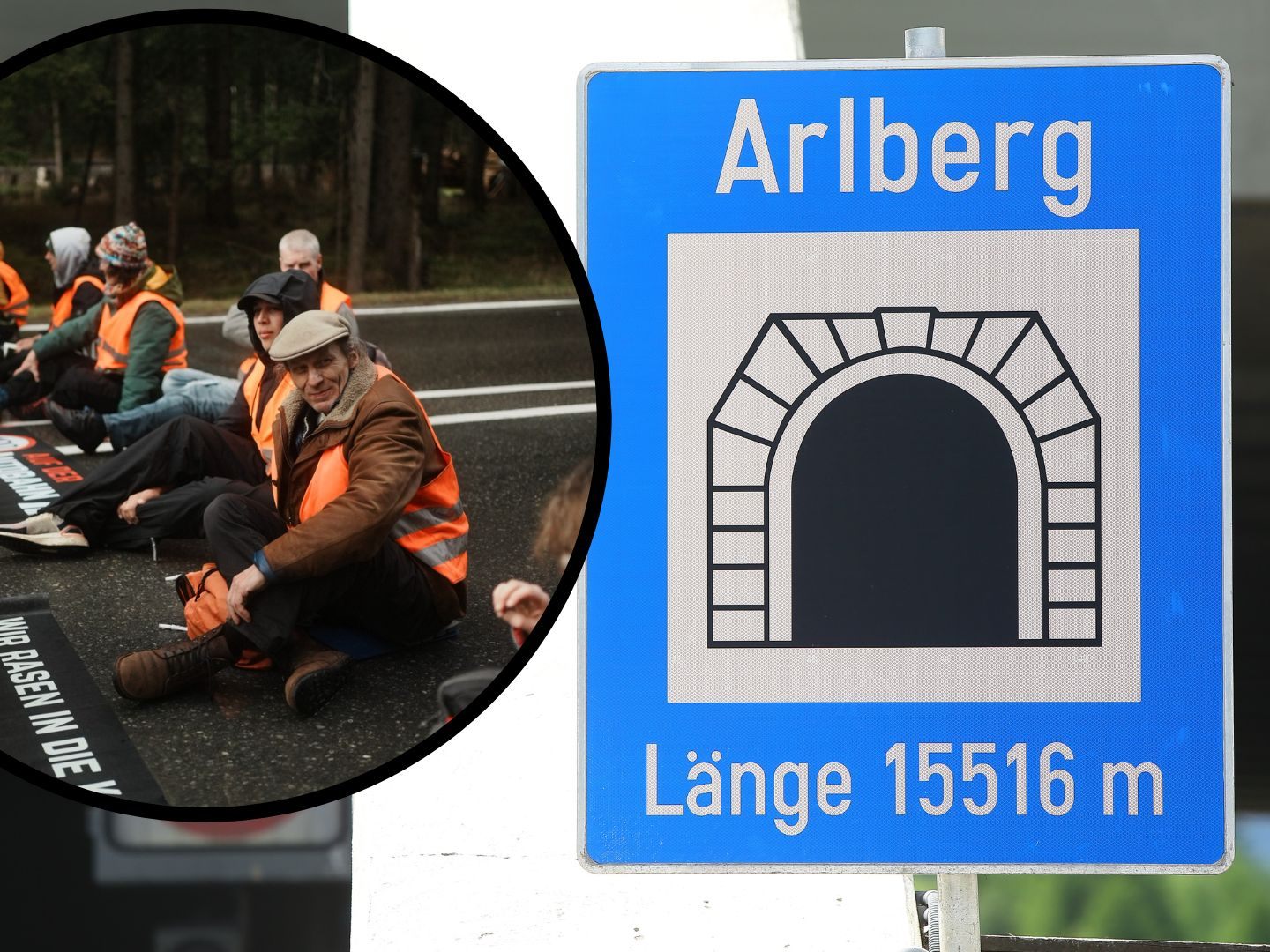 Klima-Aktivisten klebten sich am Donnerstag auf die Arlbergstraße- Klima-Aktivisten klebten sich am Donnerstag auf die Arlbergstraße-