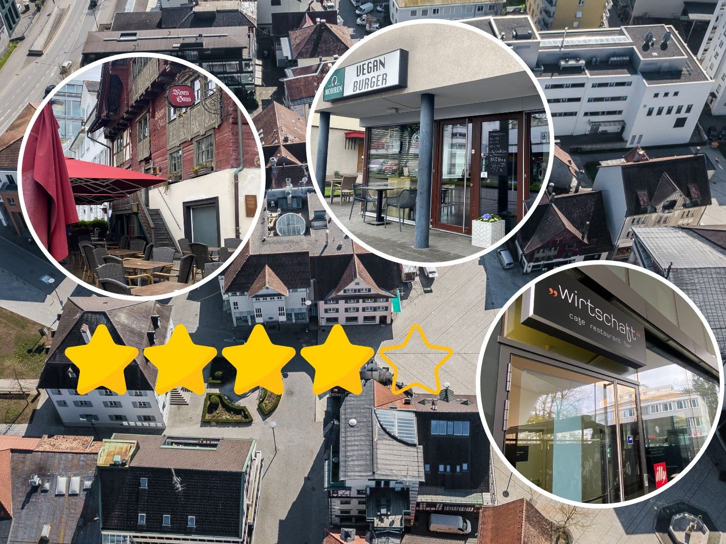 Wie werden beliebte Lokale in der Dornbirner Innenstadt bewertet?