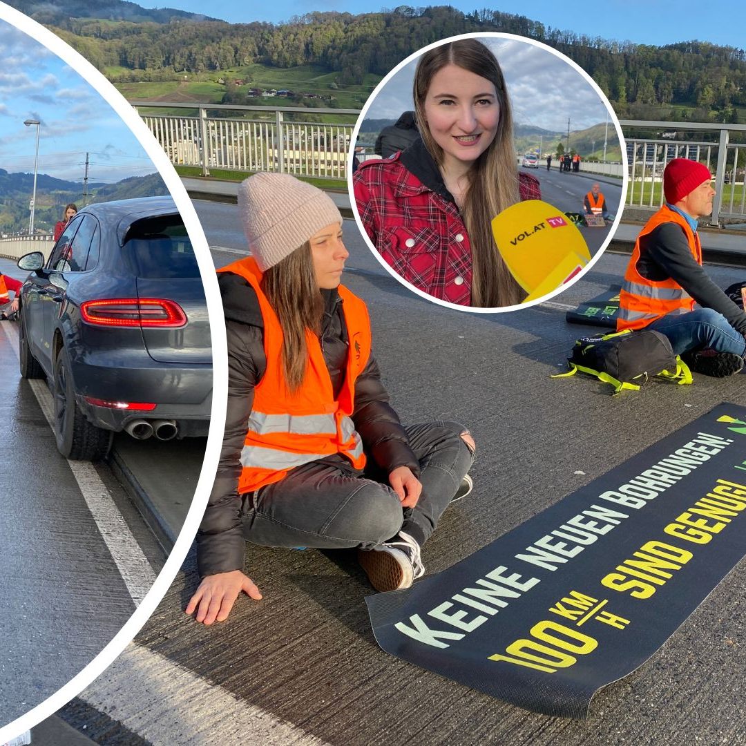 Aktivisten legten am Mittwoch den Verkehr bei der Grenzbrücke Au/Lustenau lahm.