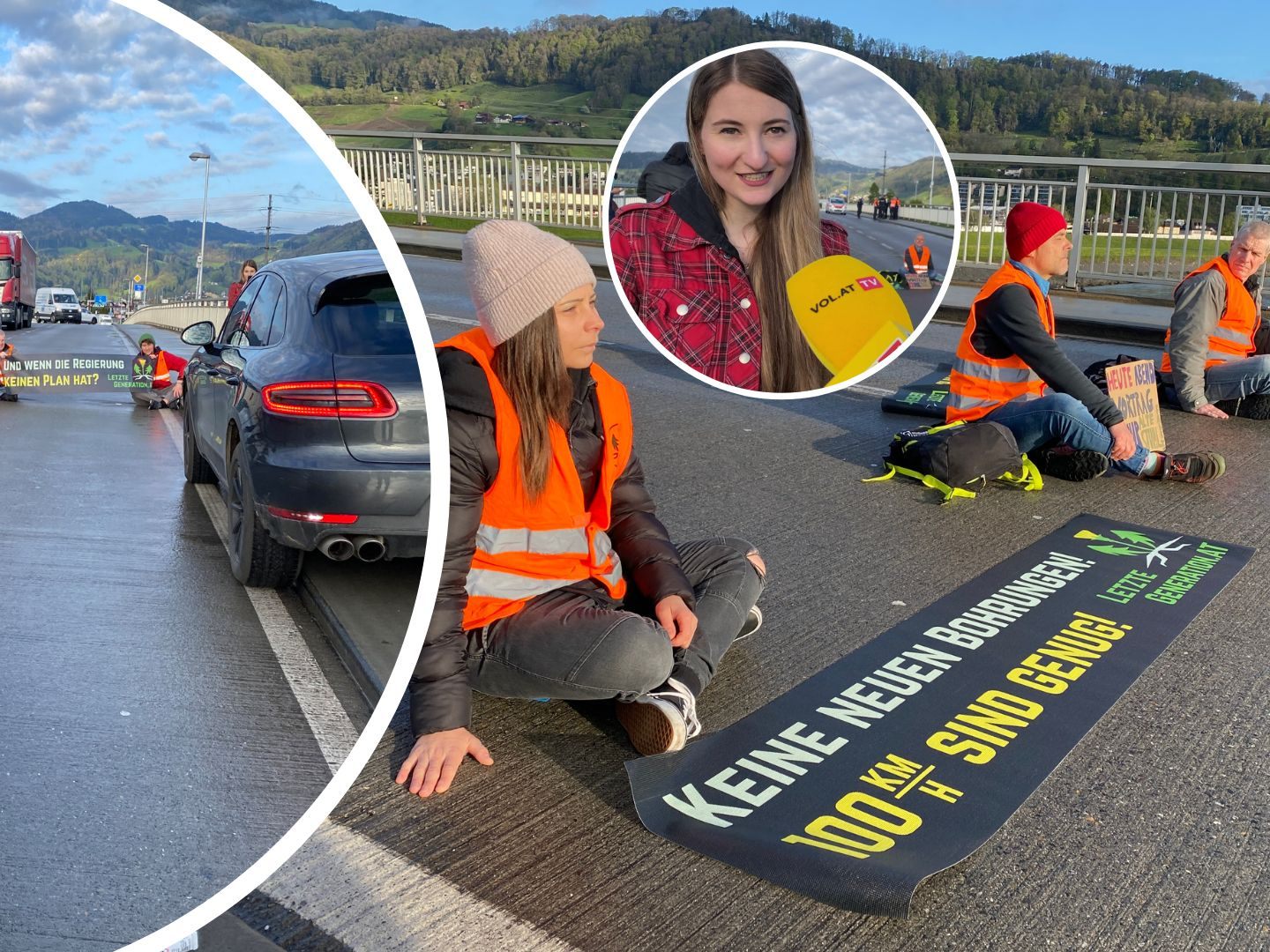 Aktivisten legten am Mittwoch den Verkehr bei der Grenzbrücke Au/Lustenau lahm.