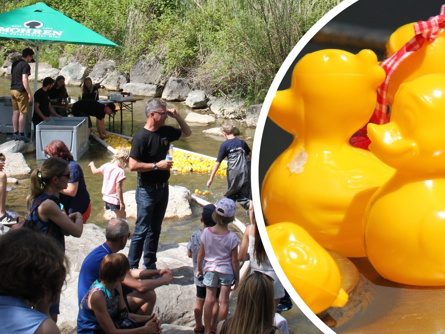 Gut 1.000 Zuschauer waren beim letzten Entenrennen in Schwarzach dabei. Gut 1.000 Zuschauer waren beim letzten Entenrennen in Schwarzach dabei.