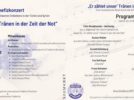Benefizkonzert zugunsten der Opfer des Erdbebens in der Türkei und Syrien Benefizkonzert zugunsten der Opfer des Erdbebens in der Türkei und Syrien