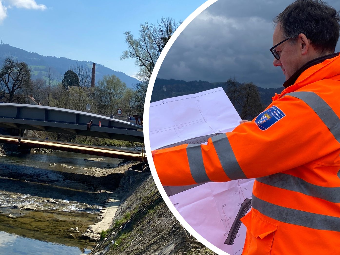 Die Brücke wird erneuert. Erneut gab es Probleme beim Schwertransport. Die Brücke wird erneuert. Erneut gab es Probleme beim Schwertransport.